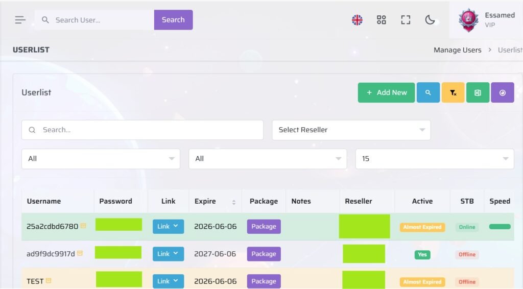 IPTV reseller selling subscriptions to customers